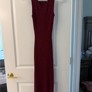 Say What? Sleeveless Ribbed Maxi Dress in Burgundy